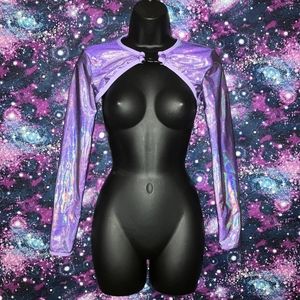 IHeartRaves / Rolita Couture Purple Holographic Iridescent Shrug